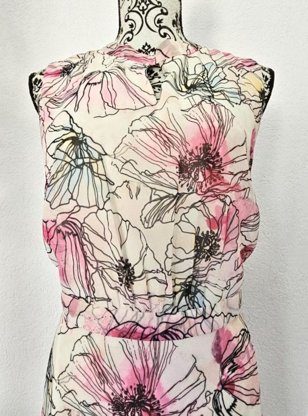 Comma midi floral pink dress white